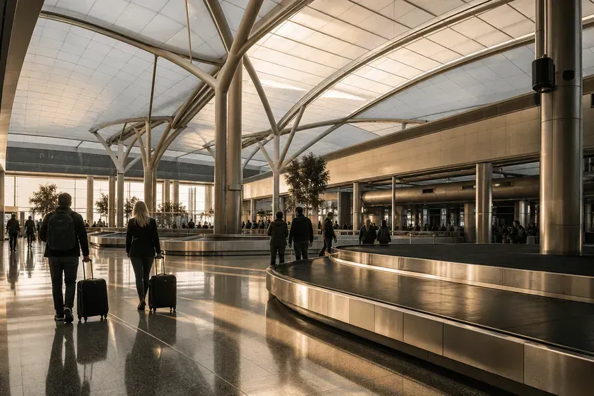 Arrival hall with a translucent ETFE ceiling plane — Airport ETFE Roofing