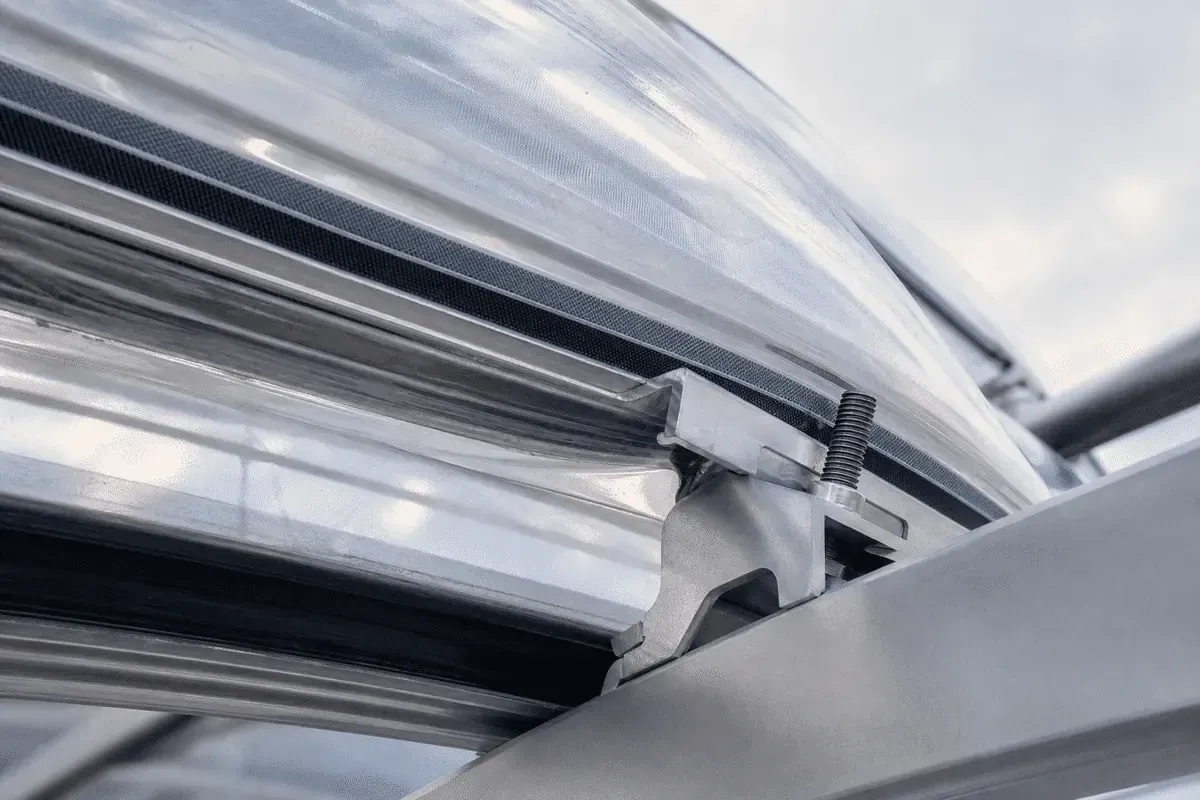 Detail of multi-layer translucent ETFE air cushion assembly — Airport ETFE Roofing systems