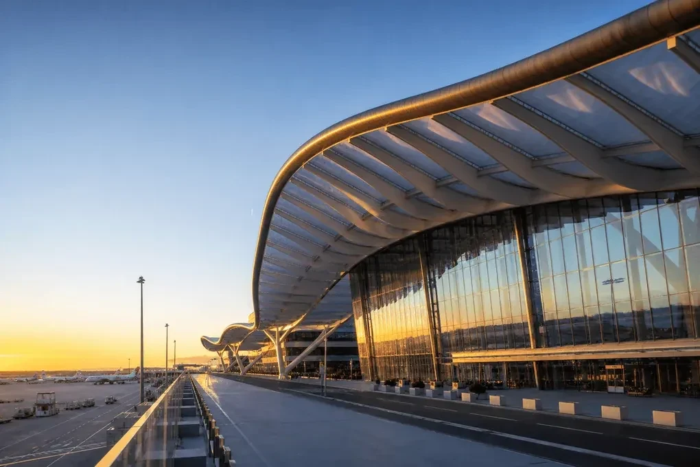 Completed international airport terminal with translucent ETFE roof — Airport ETFE Roofing systems