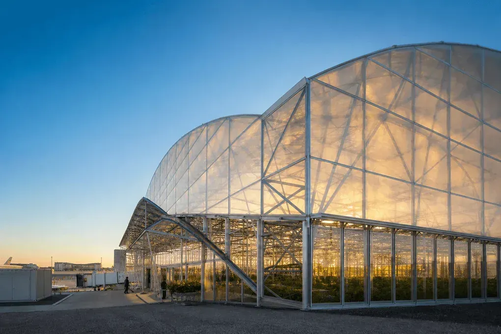 ETFE greenhouse climate envelope with high light transmission — Airport ETFE Roofing systems