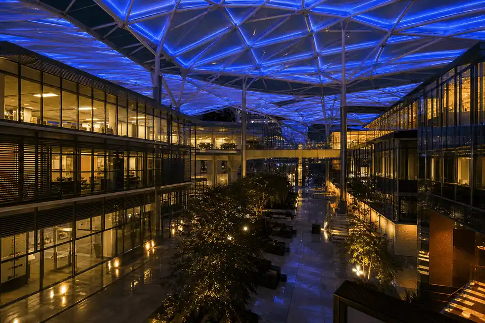 Still of precision welding and fabrication of ETFE film modules — Commercial Building ETFE Roofing systems