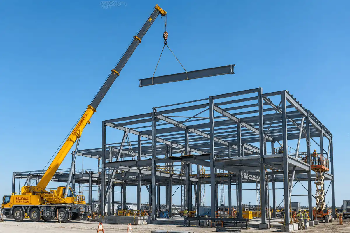 Construction stage installing ETFE modules on HQ steel grid — Corporate Headquarters ETFE Roofing systems