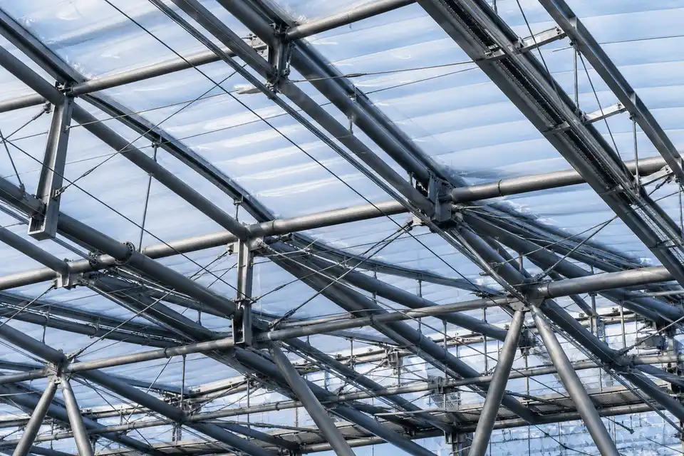 Steel grid structure supporting ETFE roof cushions — Healthcare Facility ETFE Roofing