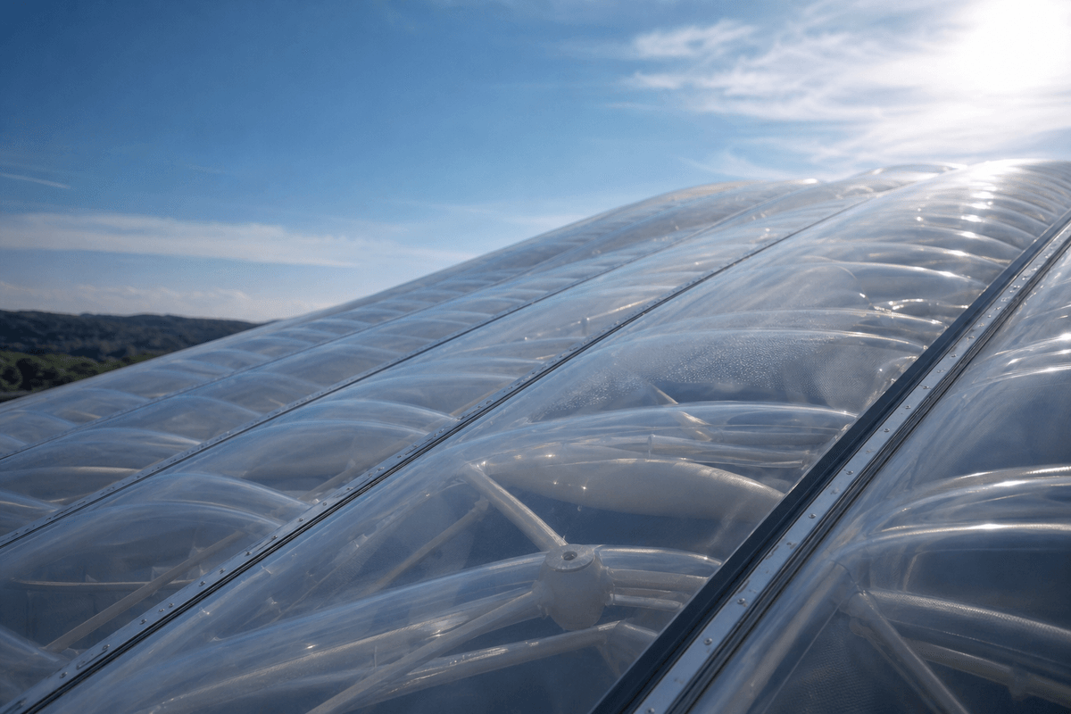 Close view of multi-layer ETFE air cushions