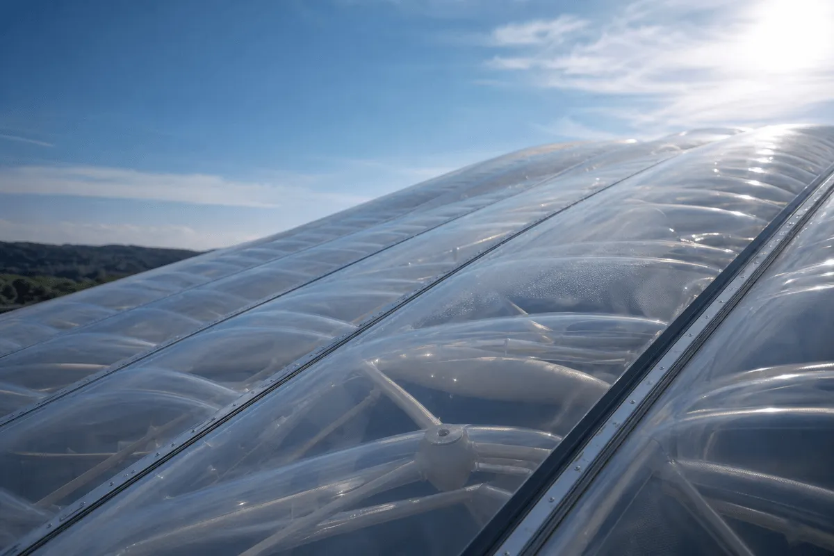 Close view of multi-layer ETFE air cushions — Healthcare Facility ETFE Roofing