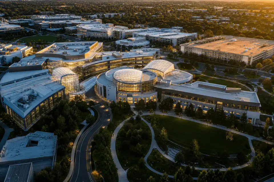 Completed building with translucent ETFE roof from above — Healthcare Facility ETFE Roofing systems