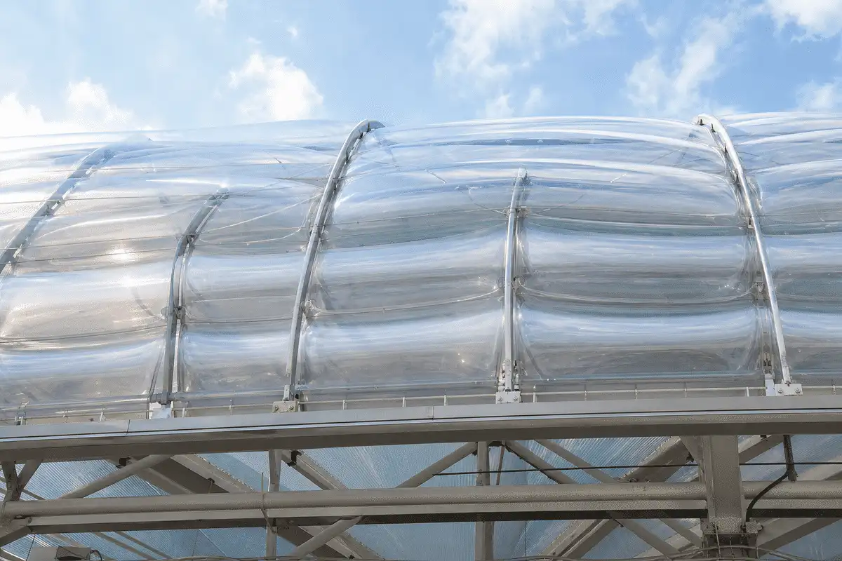 Close view of multi-layer ETFE air cushions — Indoor Sports Arena ETFE Roofing