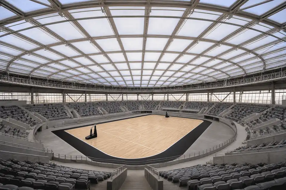 Completed indoor sports arena with translucent ETFE roof — Indoor Sports Arena ETFE Roofing systems