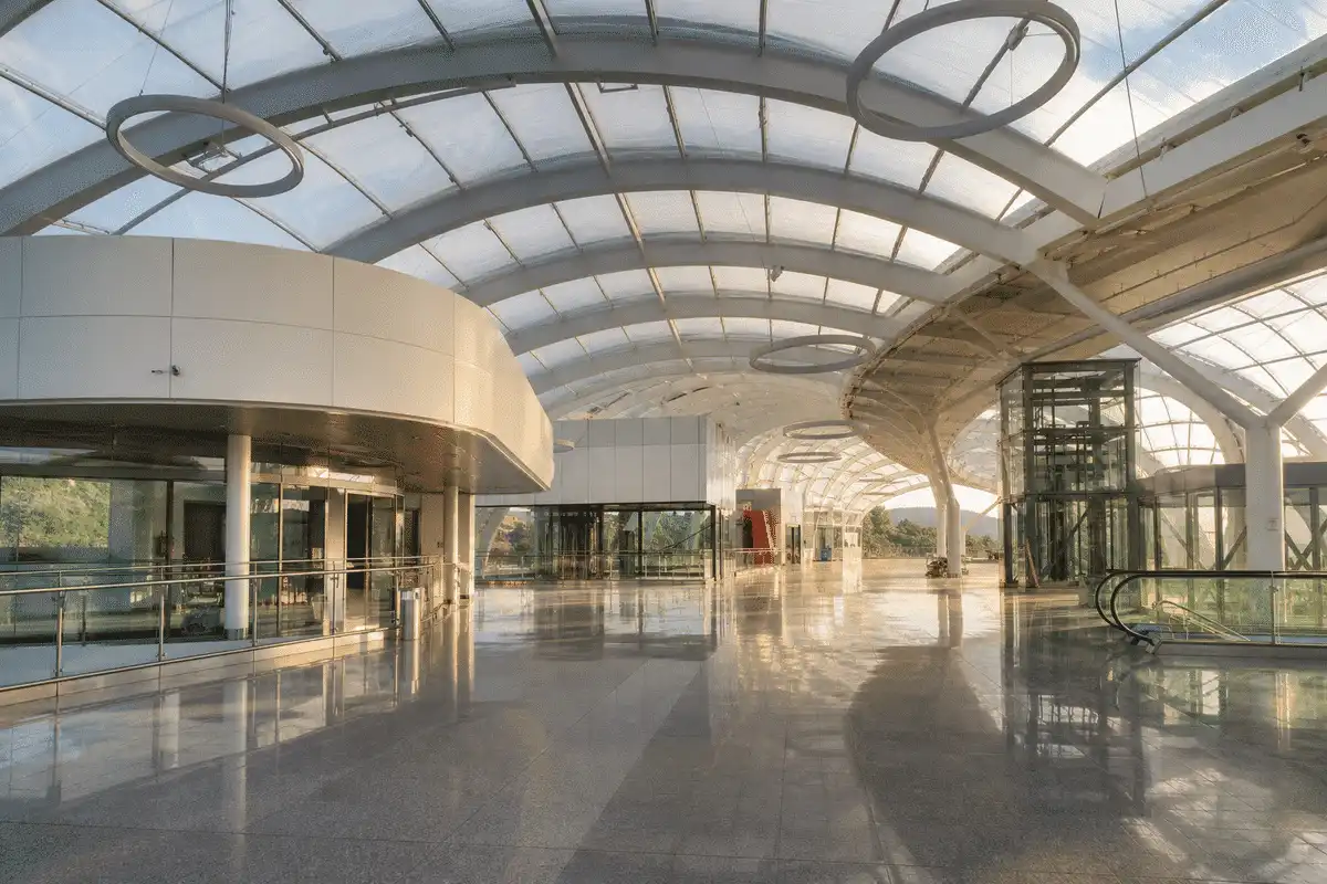 Completed metro station with translucent ETFE roof — Metro Station ETFE Roofing