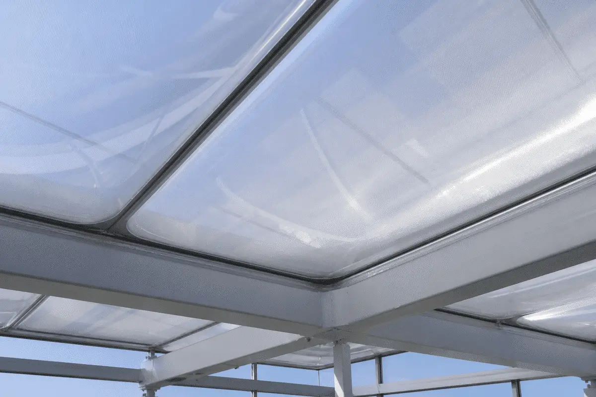 Detail of multi-layer translucent ETFE air cushion assembly — Office Building ETFE Roofing systems