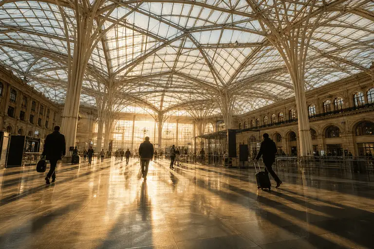 Completed railway station with translucent ETFE roof — Railway Station ETFE Roofing