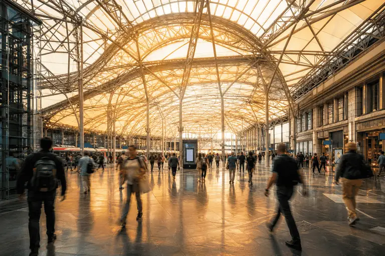 Still of precision welding and fabrication of ETFE film modules — Railway Station ETFE Roofing systems