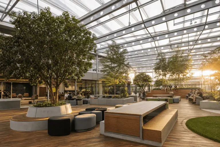 Primary space under a luminous ETFE air cushion roof — School ETFE Roofing