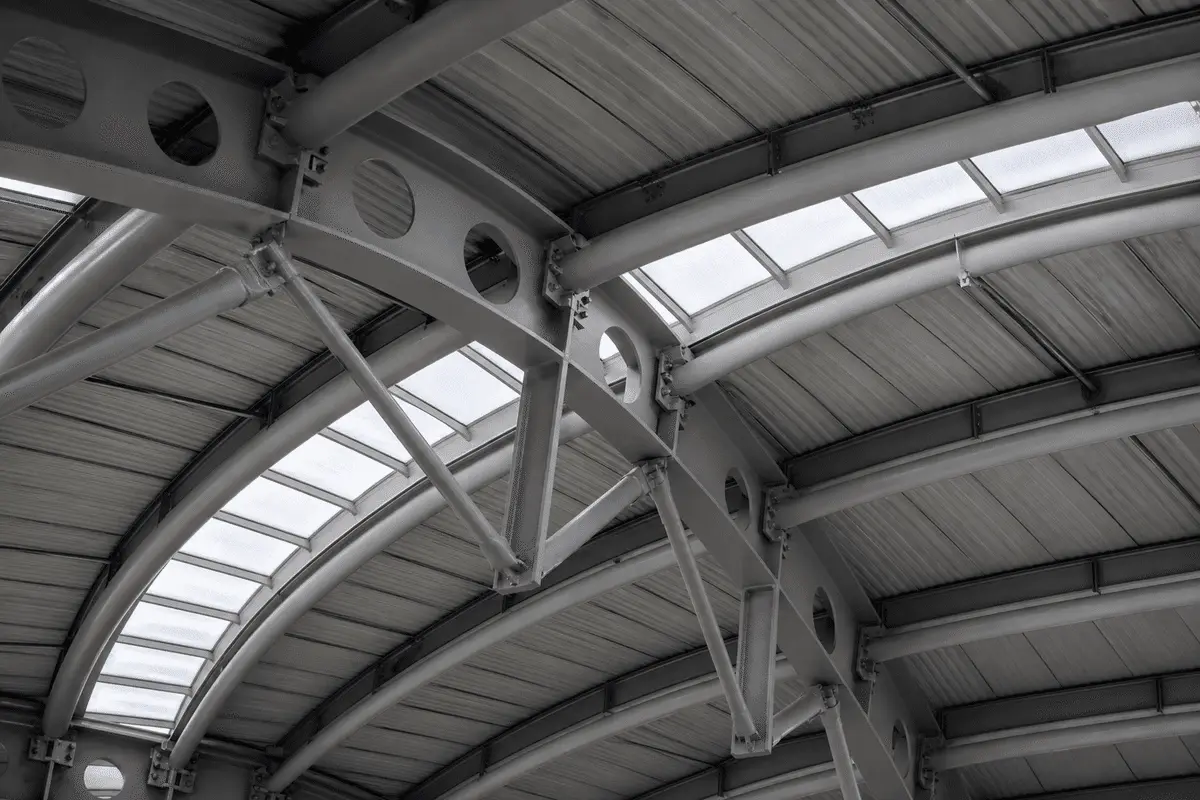 Primary steel roof grid prepared for mall ETFE cushions — Shopping Mall ETFE Roofing systems