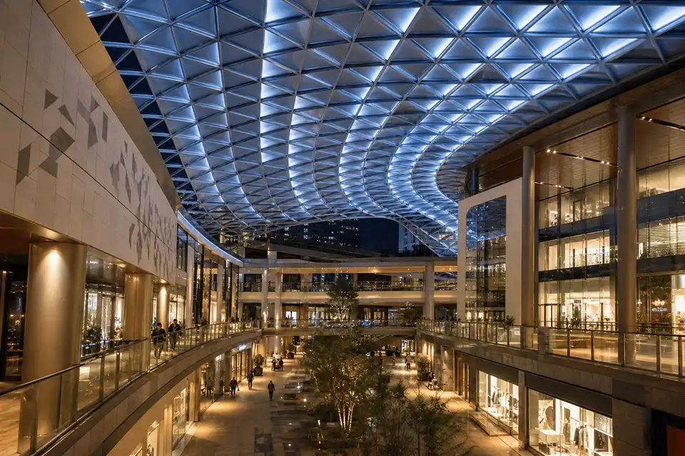 Still of precision welding and fabrication of ETFE film modules — Shopping Mall ETFE Roofing systems