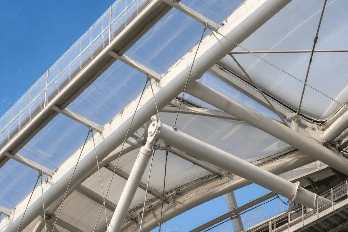 Steel grid structure supporting ETFE roof cushions — Sports Complex ETFE Roofing