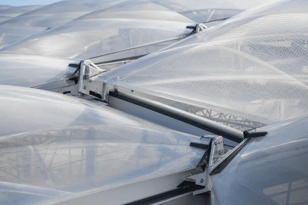 Close view of multi-layer ETFE air cushions — Sports Complex ETFE Roofing