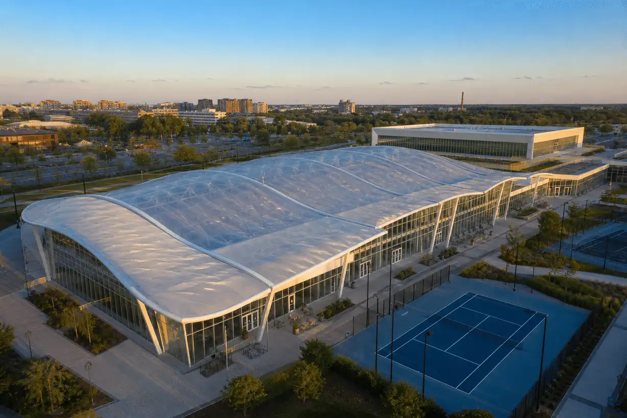 Modern modern sports complex with translucent ETFE hall roof — Sports Complex ETFE Roofing systems