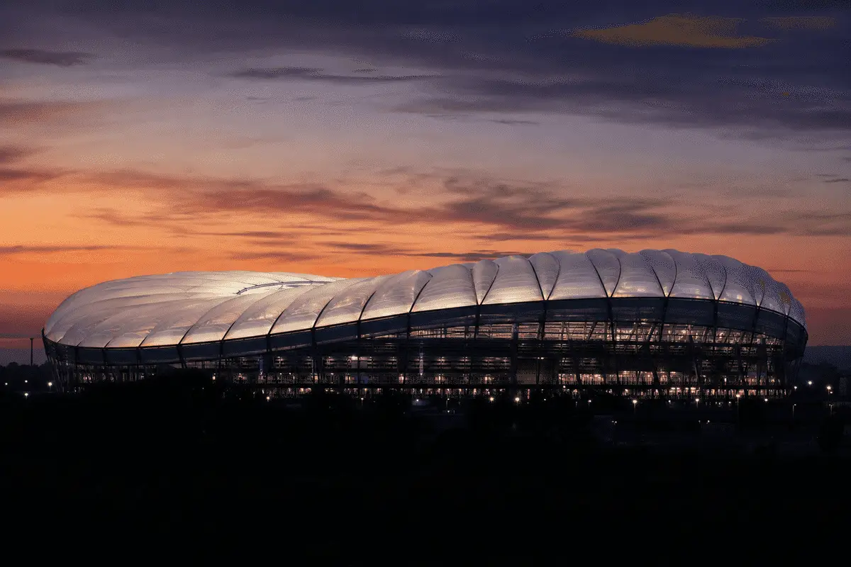 Exterior silhouette of a modern stadium ETFE roof — Stadium ETFE Roofing