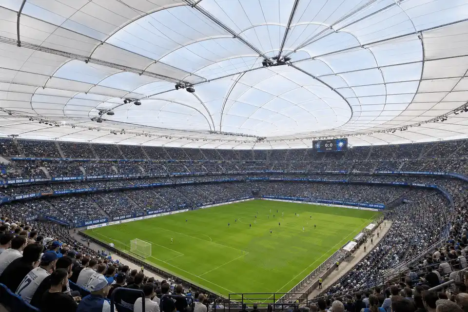 Daylit sports stadium under a translucent ETFE air cushion roof — Stadium ETFE Roofing systems