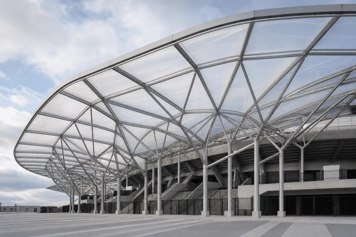 Stadium entrance with elegant ETFE canopy — Stadium ETFE Roofing