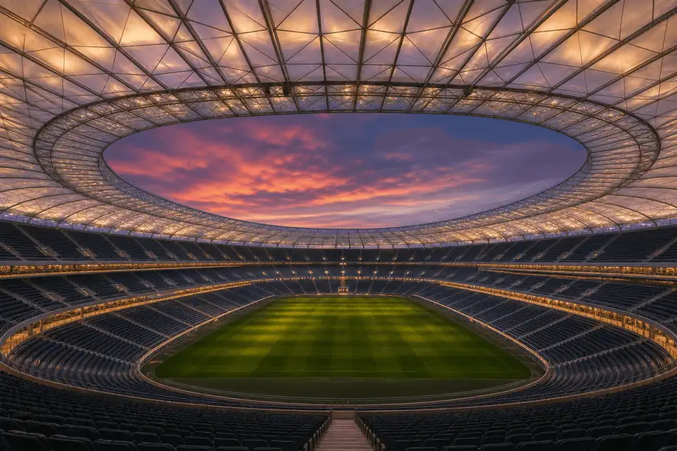 Still of precision welding and fabrication of ETFE film modules — Stadium ETFE Roofing systems