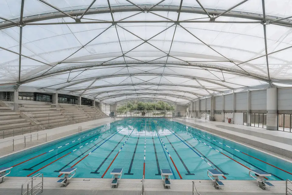 Completed indoor swimming pool with translucent ETFE roof — Swimming Pool ETFE Roofing systems