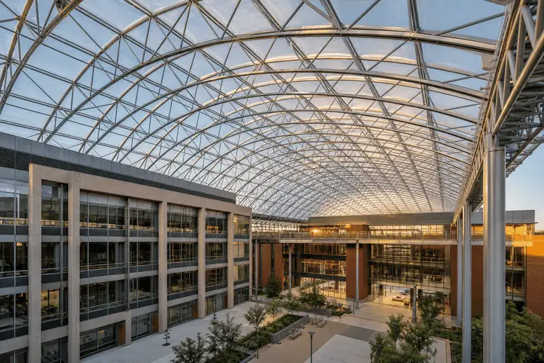 Long-span translucent ETFE roof over a university atrium — University ETFE Roofing systems
