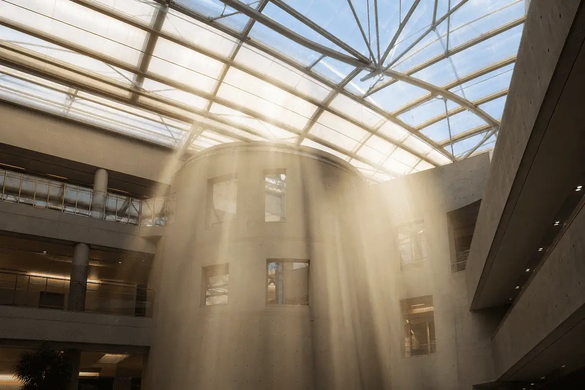 Translucent ETFE ceiling plane washing interiors with daylight — University ETFE Roofing systems