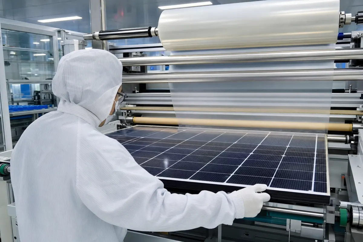 Roll of ETFE solar panel film prepared for photovoltaic module lamination