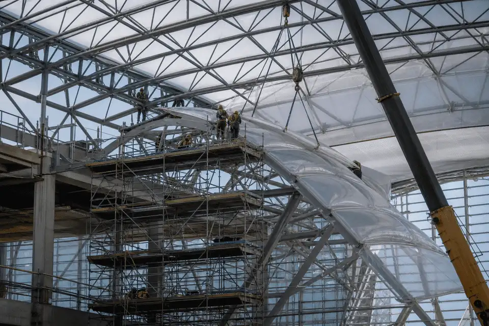 Airport ETFE Roof Project process — ETFE module coordination view