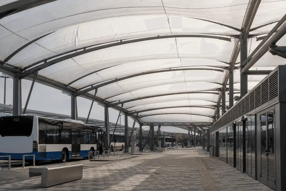 Bus Terminal ETFE Project overview — daylit ETFE space — Bus Terminal ETFE