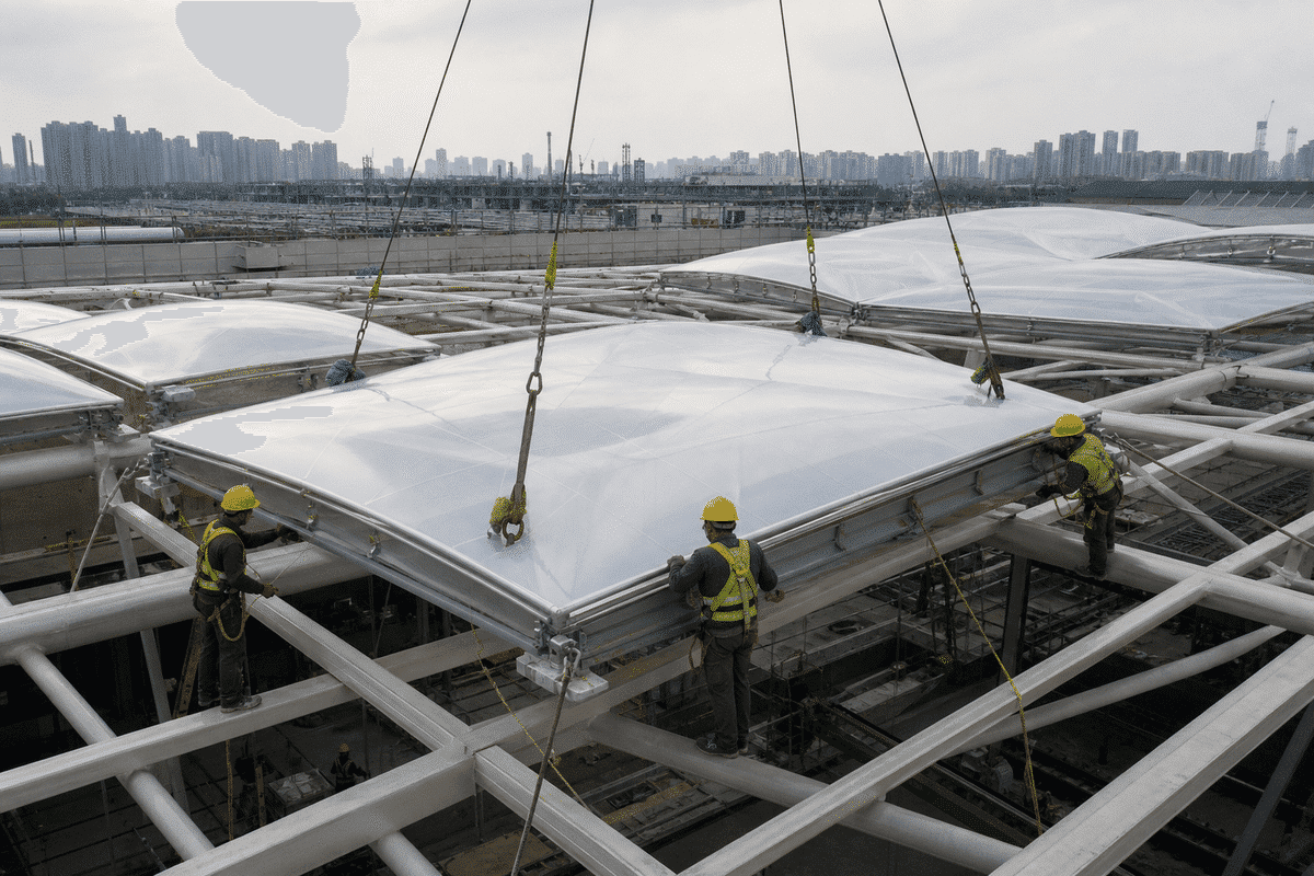 Exhibition Center ETFE Project process — ETFE module coordination view