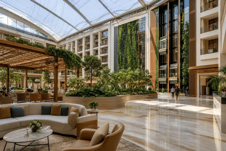 Hotel Atrium ETFE Project overview — daylit ETFE space — Hotel Atrium ETFE