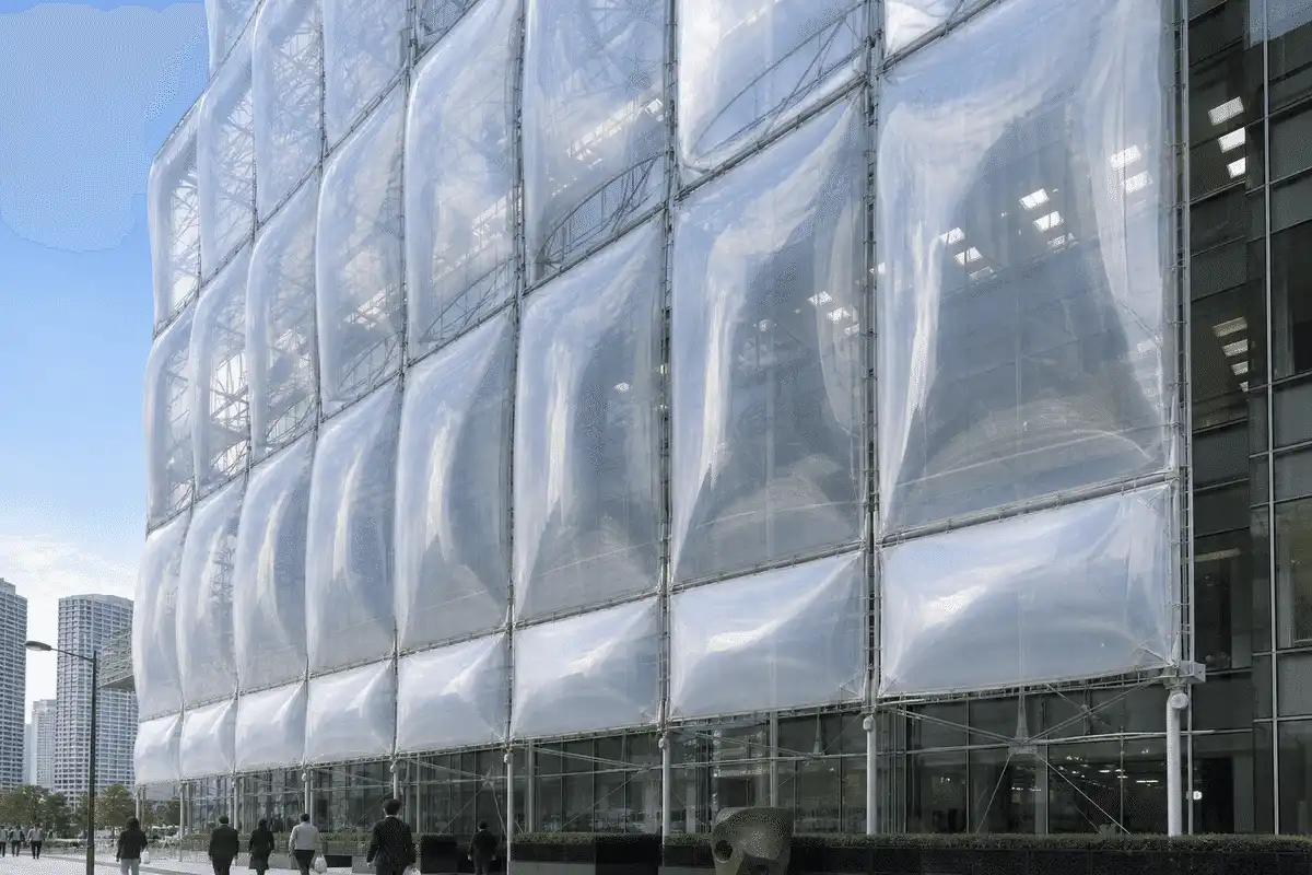 Office Building ETFE Facade Project overview — daylit ETFE space