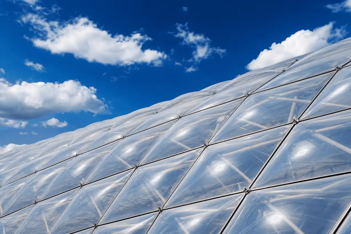 Translucent ETFE roof structure under a clear blue sky — Project