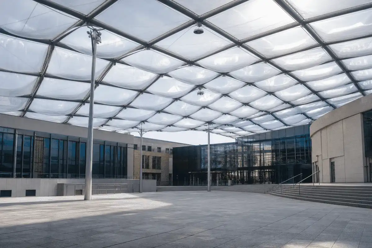 Public Plaza ETFE Project overview — daylit ETFE space — Public Plaza ETFE