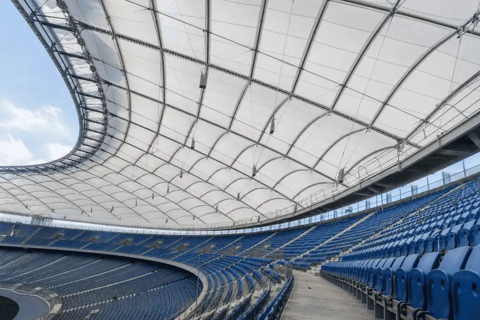 Stadium ETFE Roof Project overview — daylit ETFE space — Stadium ETFE Roof