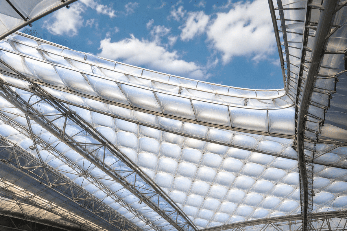 Botanical garden ETFE cushion dome with hexagonal layout