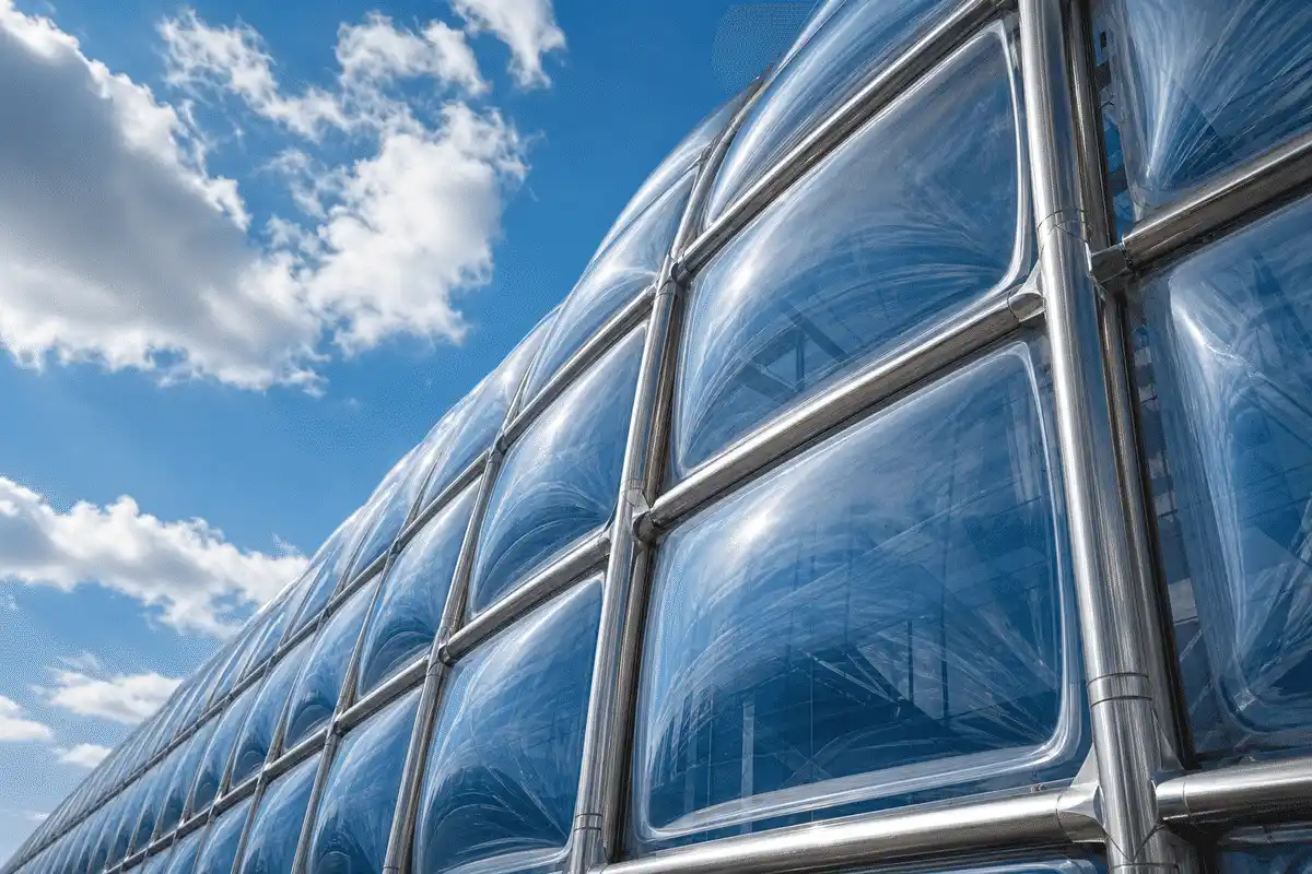 Crystal clear ETFE facade panels after professional cleaning — ETFE technical guide — ETFE technical guide