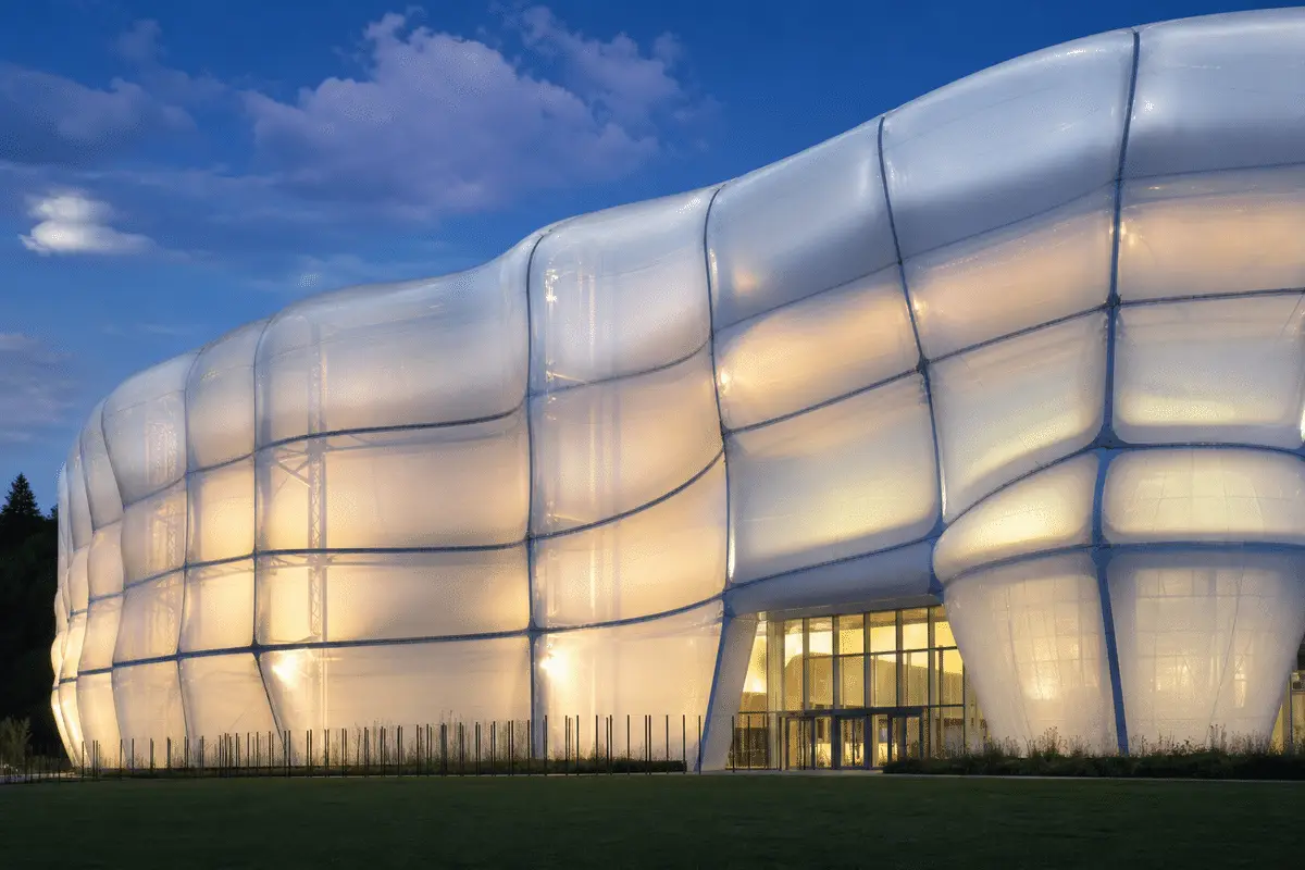 Coastal pavilion with heavy-gauge ETFE cushion canopy — ETFE Film Thickness Guide