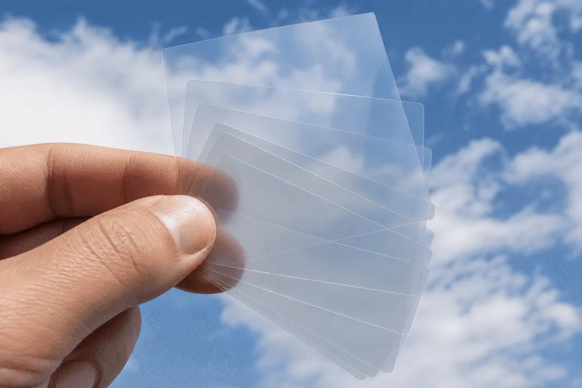 ETFE film gauge samples compared in daylight — ETFE Film Thickness Guide