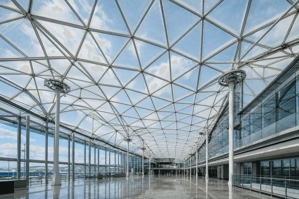 Airport terminal ETFE facade with steel mullions — ETFE Material Properties