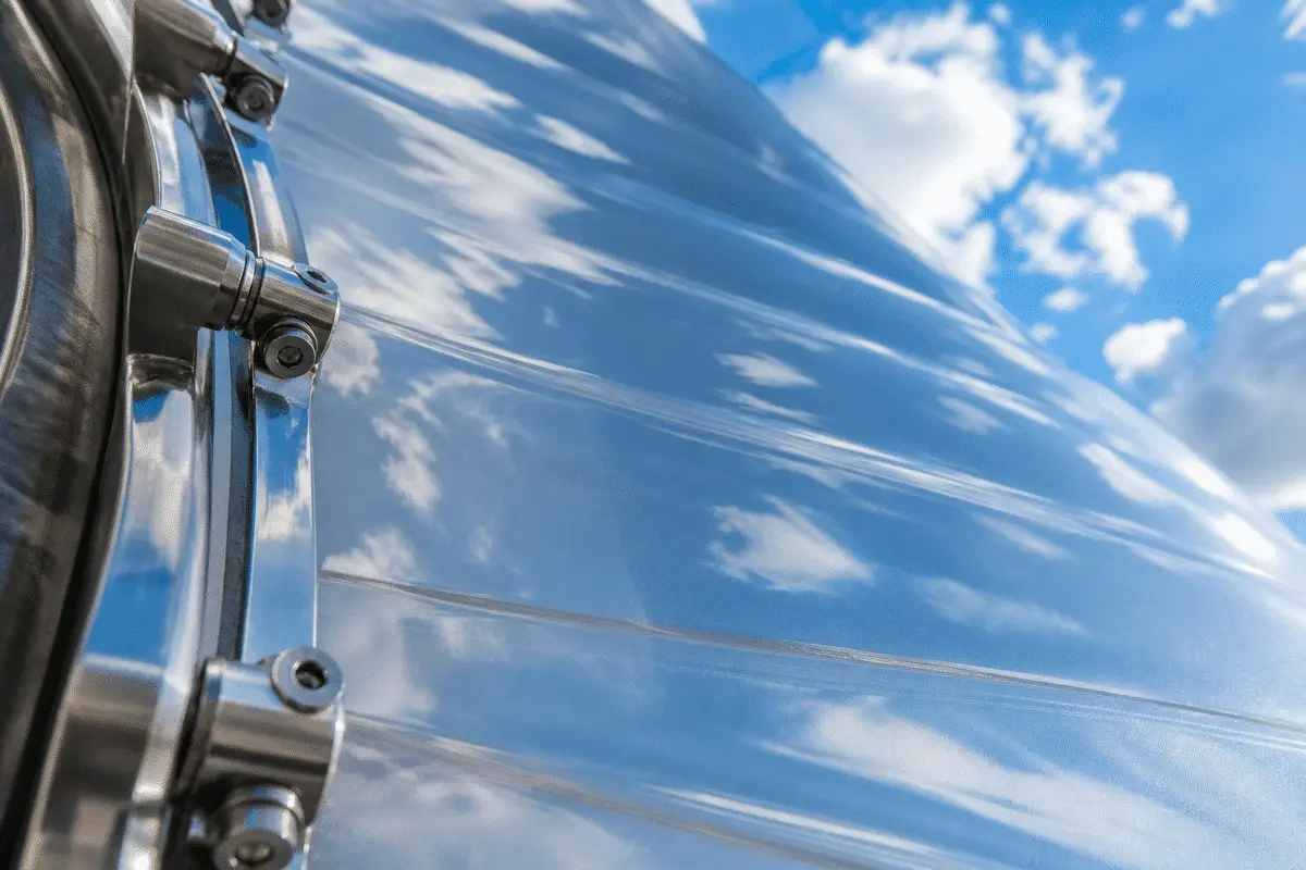 Translucent ETFE film texture in premium steel clamp edge detail — ETFE technical guide — ETFE technical guide