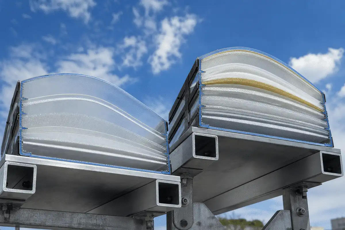 Two-layer versus five-layer ETFE cushion cross-section — ETFE Multi Layer System