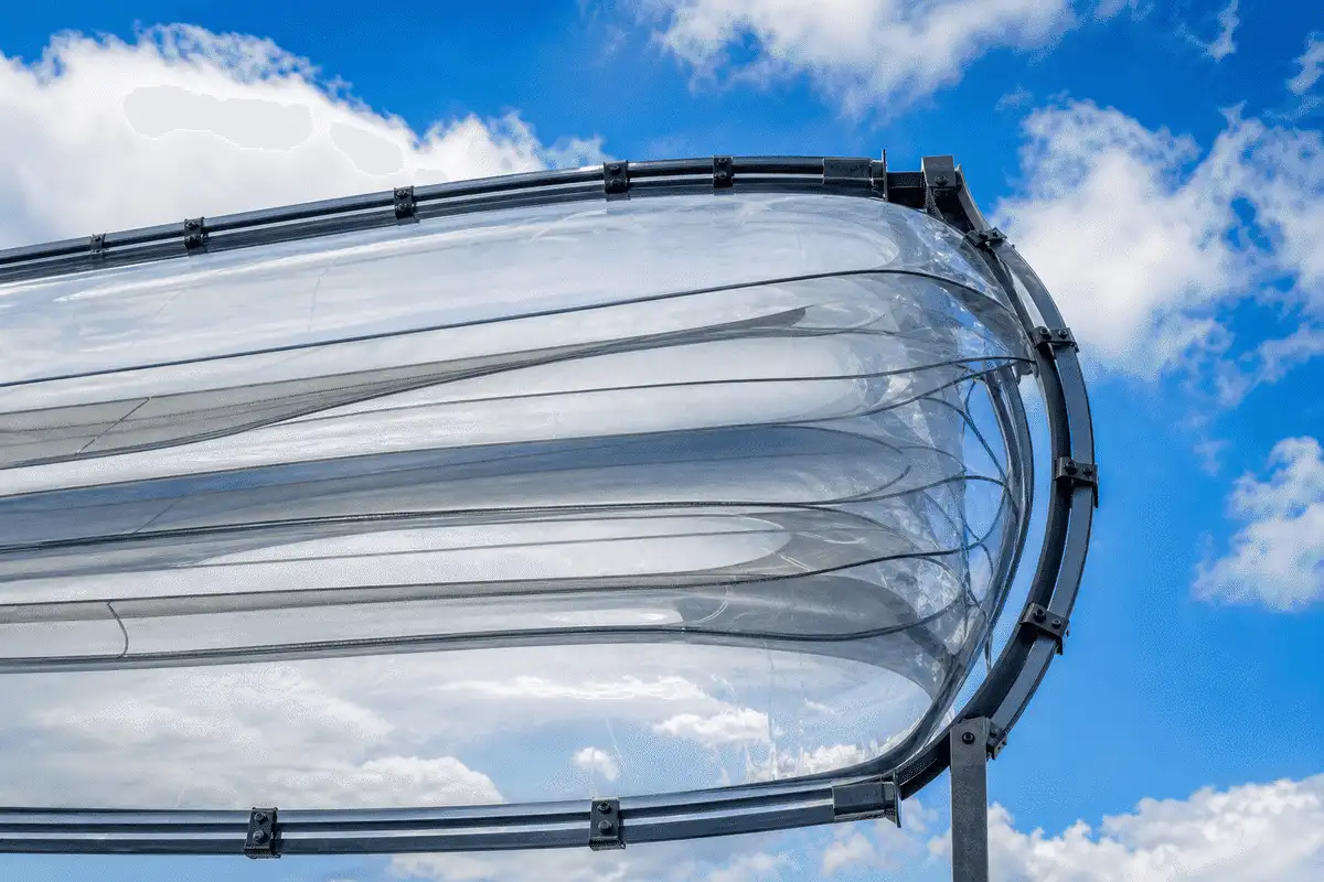 Multi-layer ETFE cushion showing stacked foil layers within pillow — ETFE technical guide — ETFE technical guide