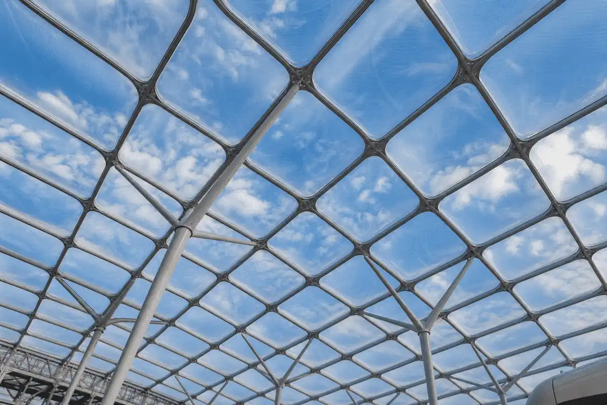 Transit hub single-layer ETFE canopy exterior view — ETFE Single Layer System