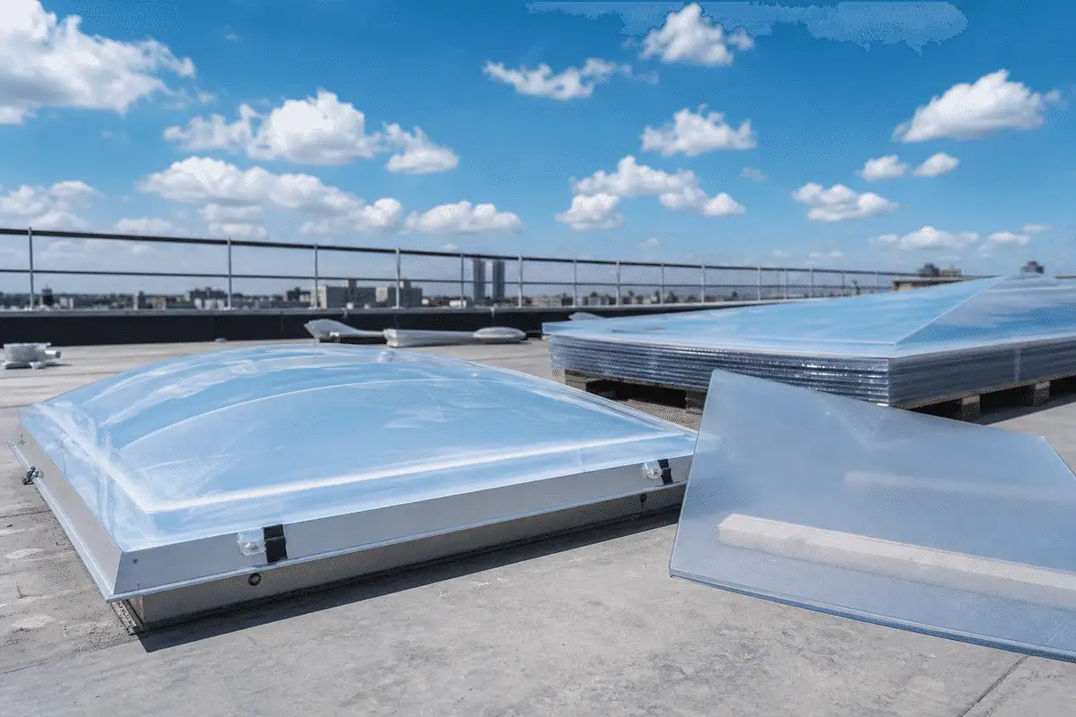 ETFE cushion install beside polycarbonate panel bolting — ETFE technical guide — ETFE technical guide